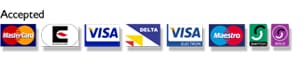 Accepted credit debit cards